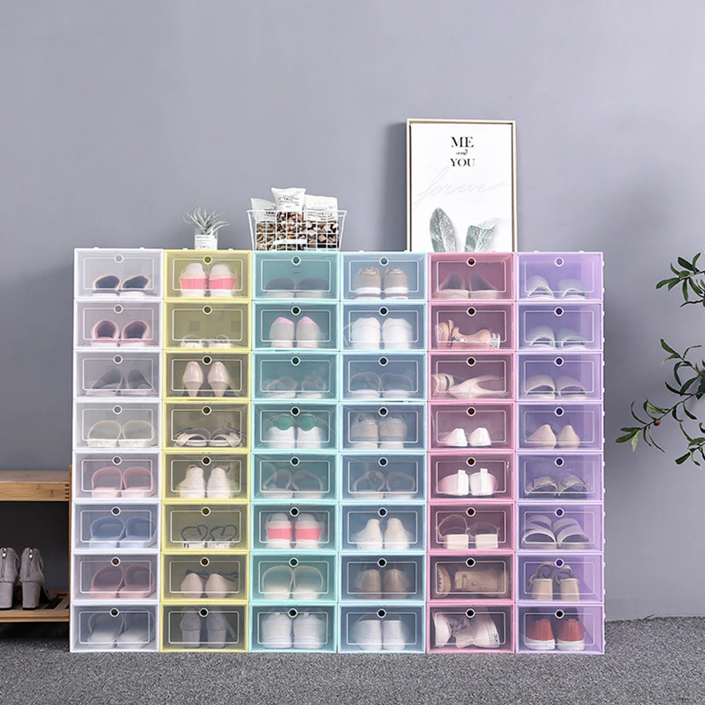 

6 Pcs Shoe Storage Box Foldable ganizer Clear Design Dustproof Thicken Plastic Container Shoes Accessories Household Storage