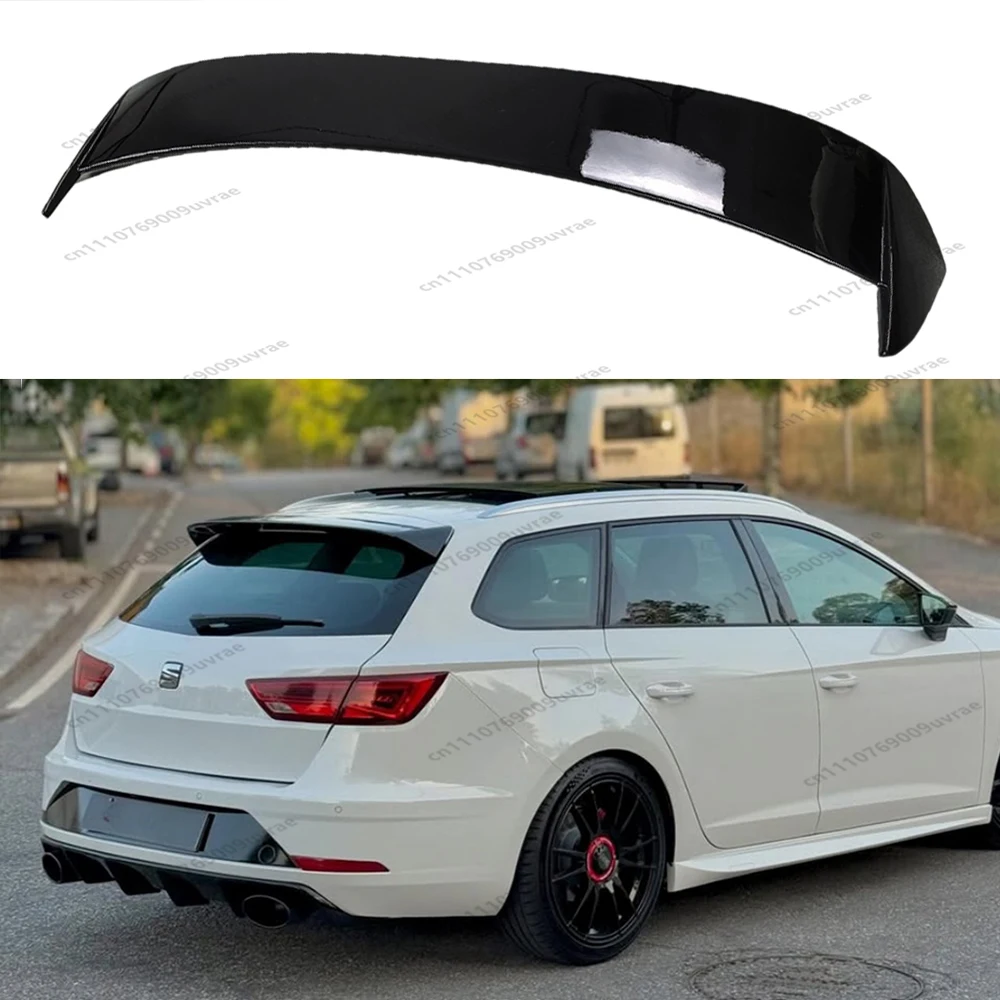 For Seat Leon MK3 MK3.5 5F 5-Door ST Sportstourer TSI TDI 2013-2019 Rear Spoiler Wing Cap Splitter Body Kit Tuning Gloss Balck