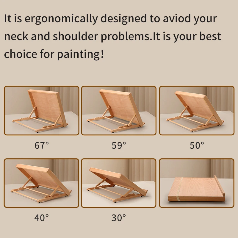 A3 Desktop Easel Board with 5-Position,Tabletop Wooden Painting Display for Classroom, Home, Studio, Students & Adults