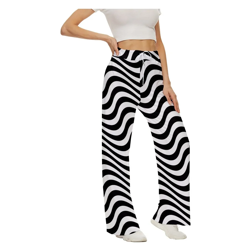 

2022 Spring SOJINM Women Stripe Print Wide Leg Pants Women Baggy Sweatpants Joggers Bottoms Streetwear Casual Trousers 6XL