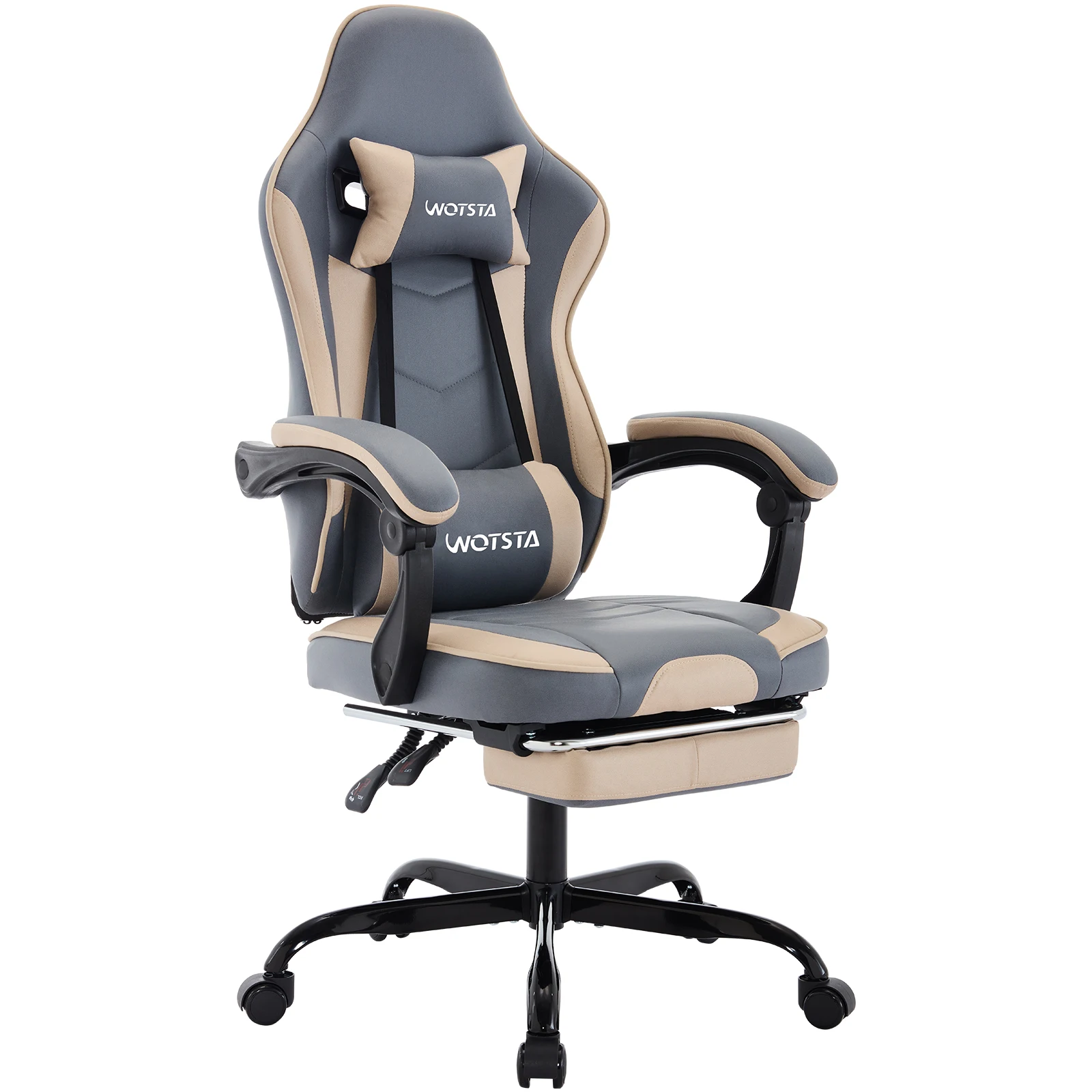 WOTSTA Gamingstoel met voetsteun Gamerstoelen Ergonomisch met lendenkussen Hoofdsteun Stoel In hoogte verstelbare computerstoel