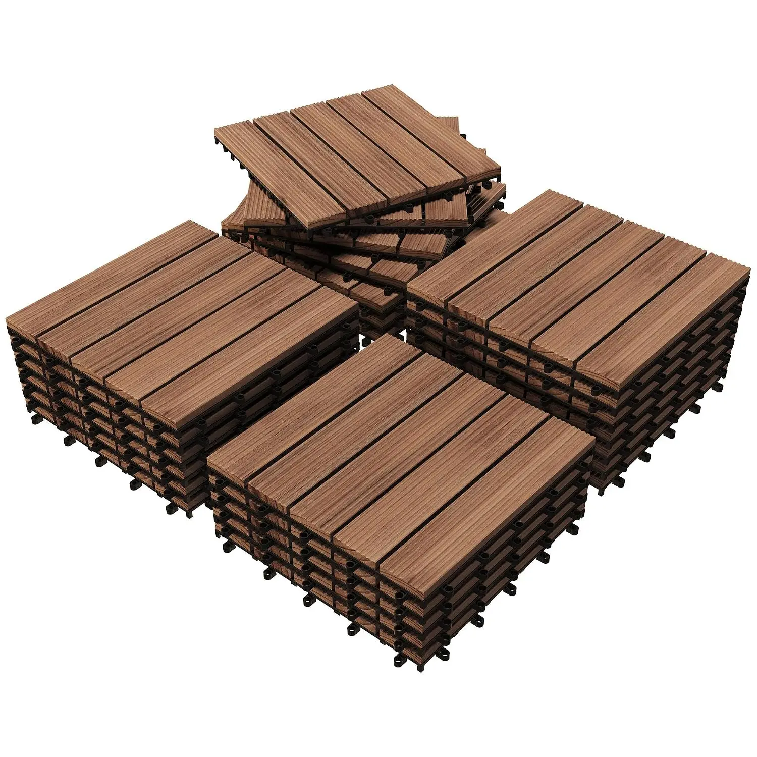 27PCS Interlocking Deck Tiles Outdoor Patio Floor, Brown, Customized