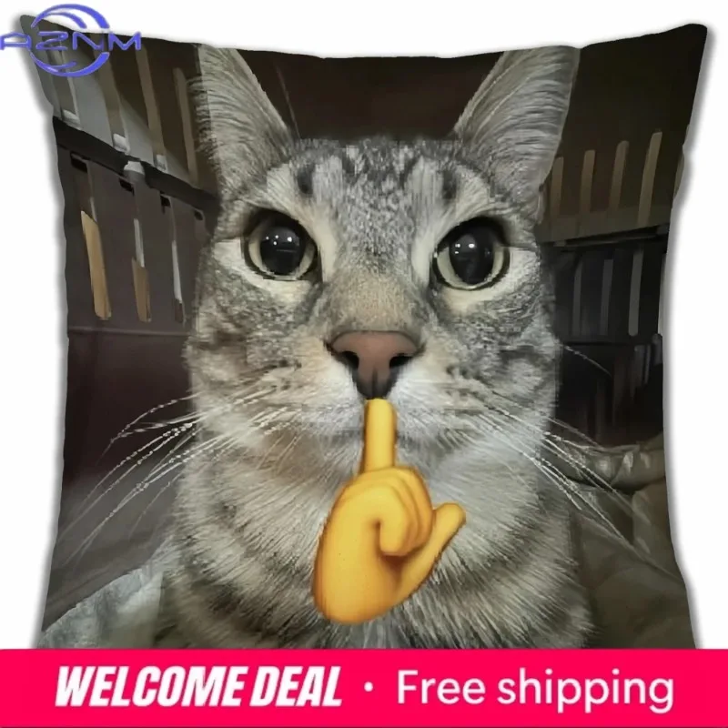 Dread Cat Meme cushion cover soft cat funny Pillow Case for Sofa meme Living Room Home office decoror and Protective Covers 1PC
