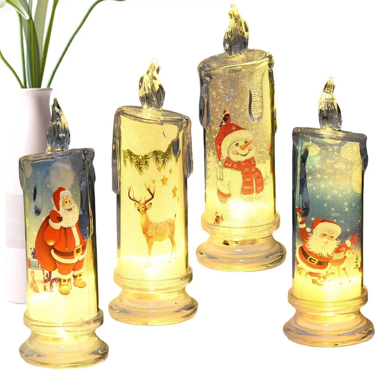Velas Led navideñas con temática navideña, decoración de velas Led, linterna segura, centros de mesa decorativos para chimenea, dormitorio al aire libre