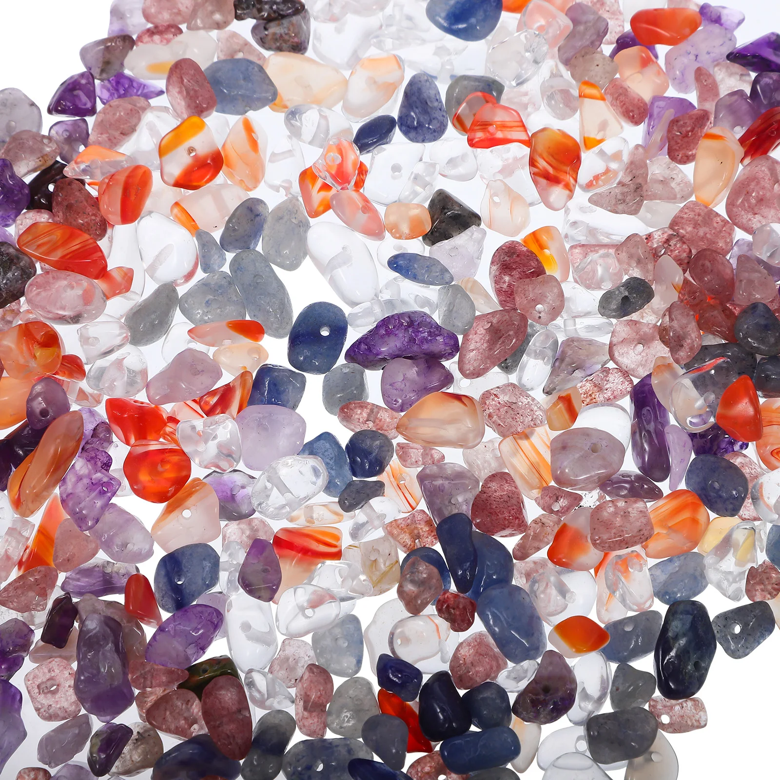 

5Pack Loose Beads for Crafts Colorful Drilled Crystal Stone Chips Jewelry Making DIY Bracelet Necklace Materials Set