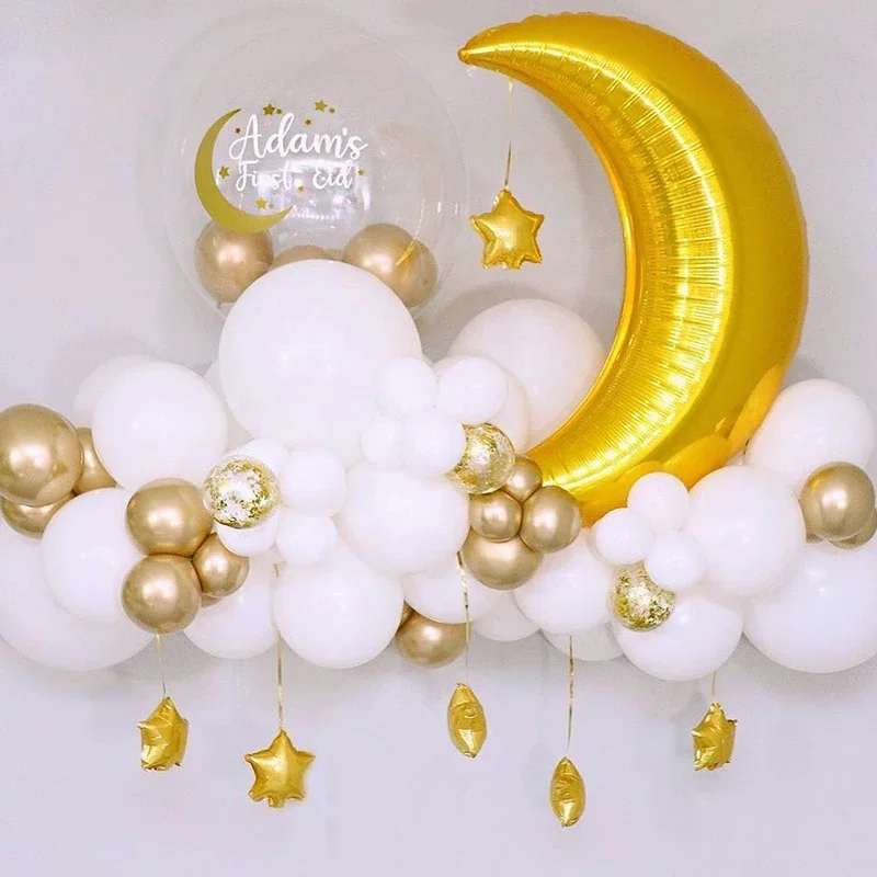 

60Pcs Moon Star Balloon Set for Muslim EID Mubarak Festival Ramadan Kareem Kids Party Decoration