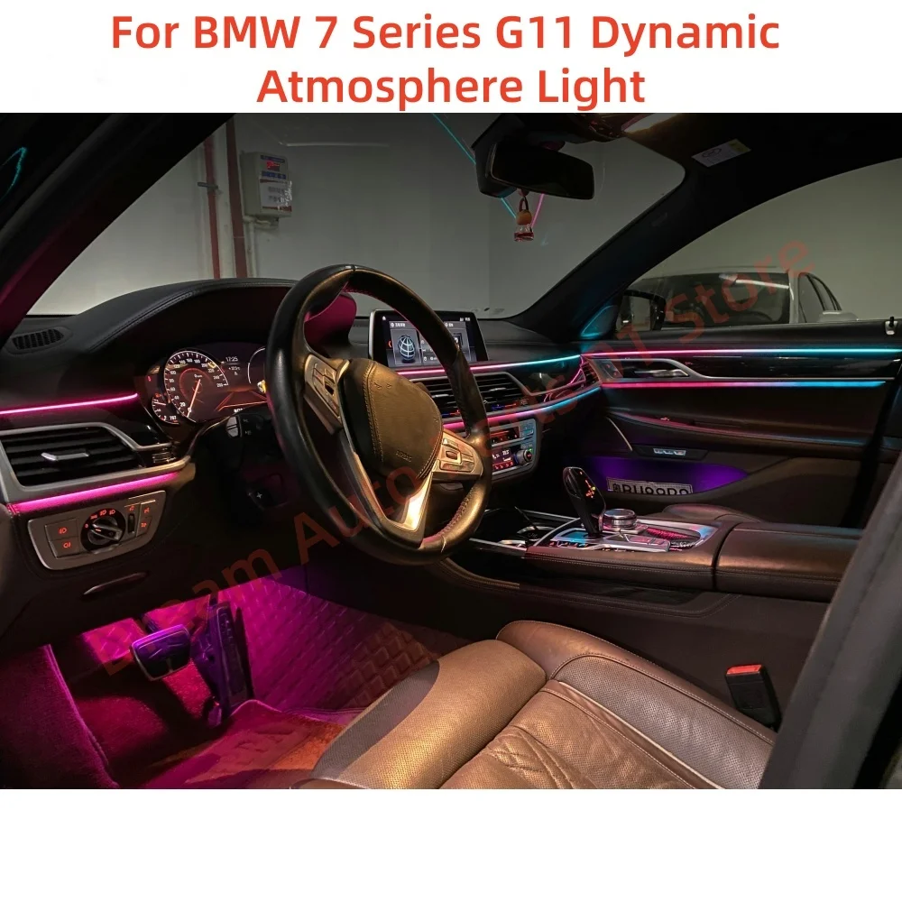 

Подходит для BMW 7-й серии G11 G12, светодиодная динамическая атмосферная лампа, модернизация внутреннего освещения автомобиля, автомобильные аксессуары, окружающее освещение