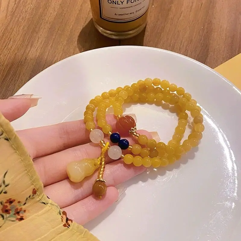 

Новогодний подарок для подруги, браслет в стиле ретро в китайском этническом стиле с топазом и тыквой, Вэнь Чаан, семья и друзья