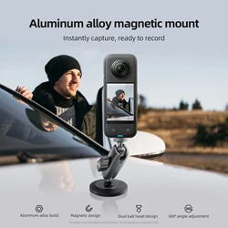 TELESIN Aluminum Alloy Magnetic Action Camera Holder 360° Adjustable 1/4 Adapter For GoPro Insta360 DJI OSMO Action Smart Phone