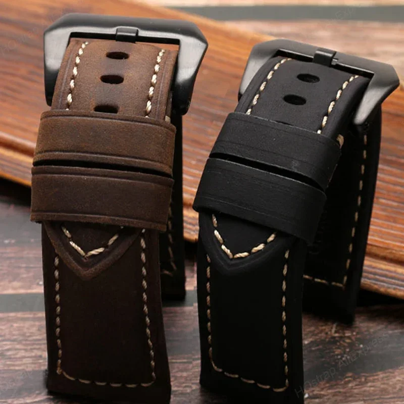 Matte Vintage Leather Strap 20mm 22mm 24mm 26mm Belt Crazy Horse Skin Cowhide Universal Watch Band High Quality Bracelet