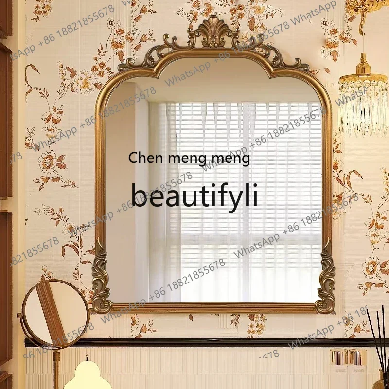

2003French Retro Bathroom Mirror Wall-Mounted Washstand High-End Mirror Bedroom Makeup Mirror