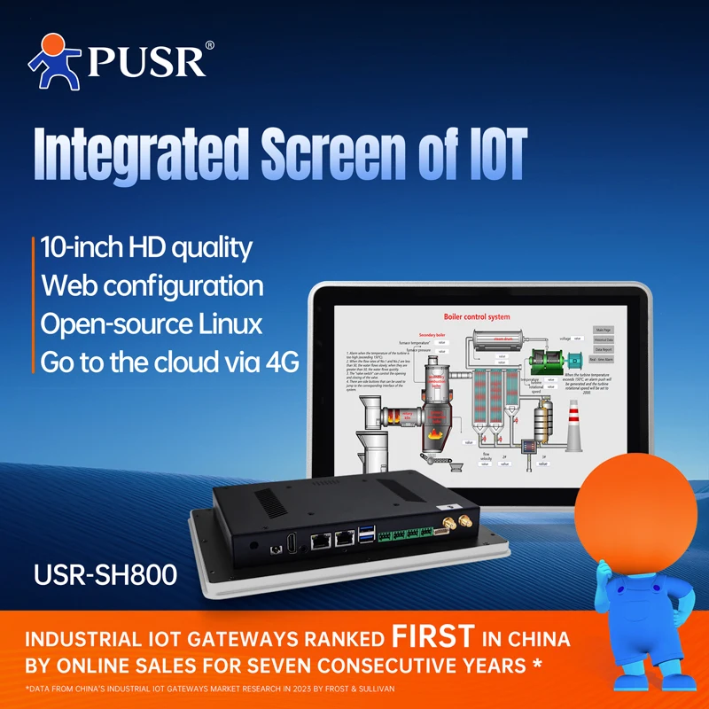 PUSR Industrial Panel PC Touch Screen 10.1 inch Rockchip RK3568 DDR4 4GB Open-Source Linux Edge Computing All in One PC SH800