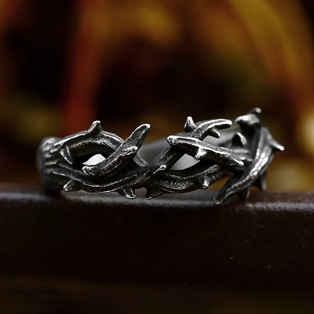 New Design 316L Stainless Steel Jesus Crown Thorns Rings For Man Women Vintage Black Couple Ring Fashion Cute Jewelry Wholesale