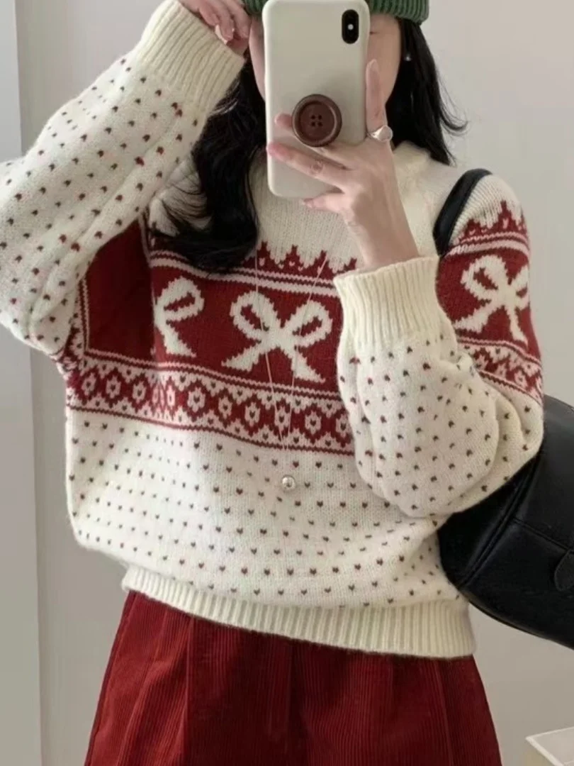 

Женский шикарный вязаный свитер с узлом и кисточками в стиле колор-блок, осенне-зимняя новинка, модный универсальный базовый слой