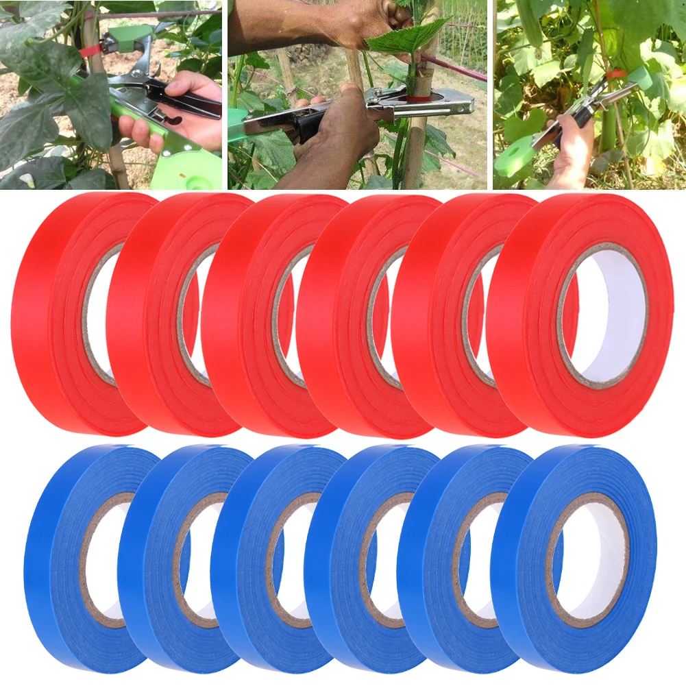 12/20pcs Gardening Bind Belt with 1 Box Staple Plastic Garden Tape Plant Tying Machine Tape Tool for Garden Plant Vine Tie