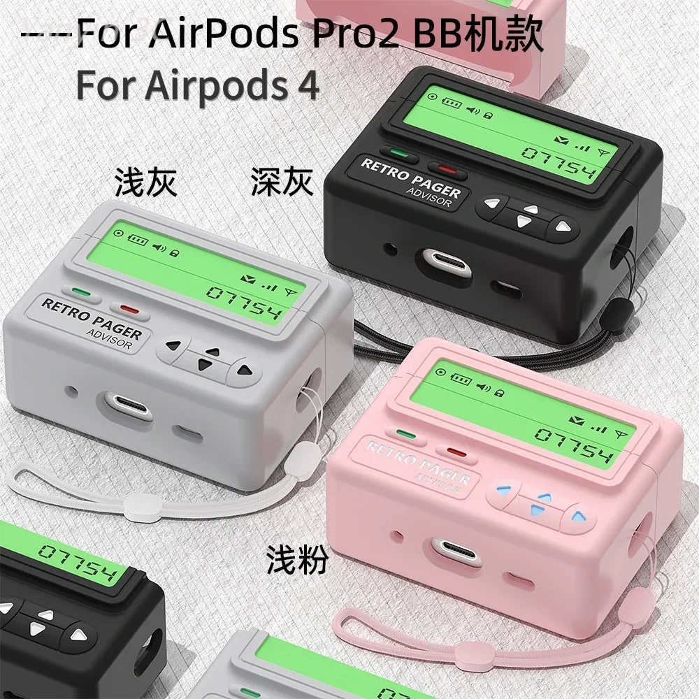 

New Case Suitable For AirPods 4 / Pro2 USB-C (2024) originality Retro BB model design Liquid silicone protective shell