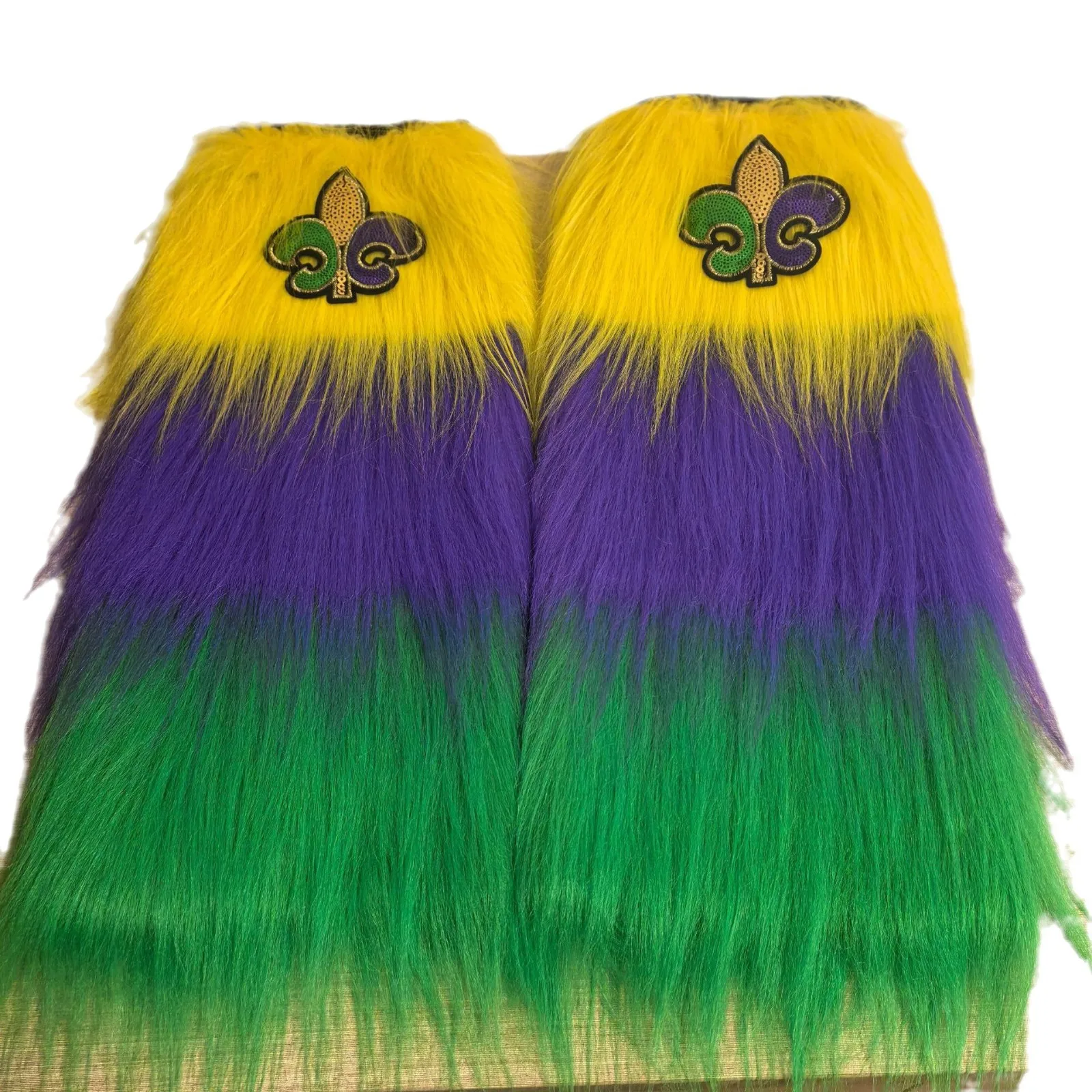 Maidi Gras Carnival Long Hair Leg Cover Party Three Color Plush Festival Performance Supplies For Adult