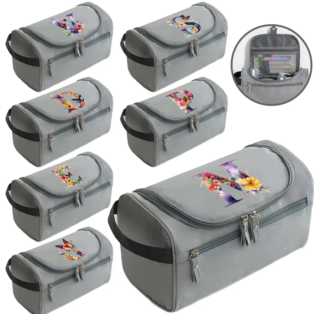 New Butterfly Letter Printing Pattern Women's Makeup Bag Foldable Waterproof Storage Bag Fashion Travel Organizer Makeup Bag