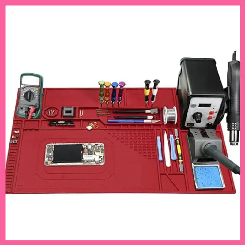 

ABNM Heat Resistant Repair Mat Electronic Repair Work Mat Can Accommodate A Multimeter, Soldering Iron, Repair Mat