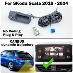 Car Reversing Rear View Camera for Skoda Scala 2018 - 2024 MIB2 MIB3 Unit With Canbus dynamic trajectory accessories plug & Play