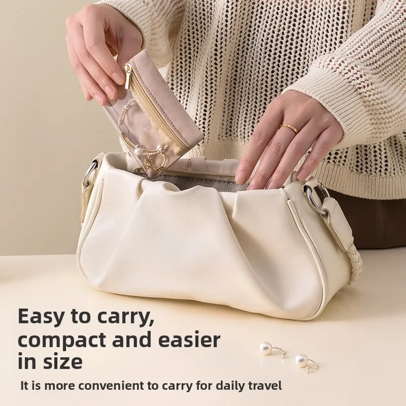 Transparent Travel Pouch for Earrings Rings Bracelets Zippered Storage for Loose Change Mini Jewelry Organizer Bag