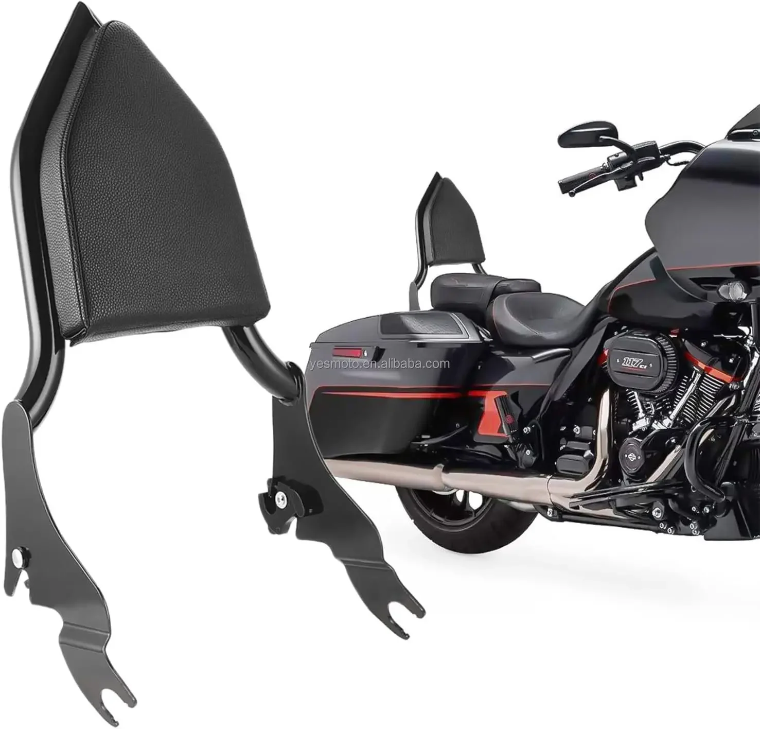 2026unique Motorcycle Rear Passenger Sissy Bar Backrest, Detachable Fit for Harley Touring Street Glide Road Glide Road King 200