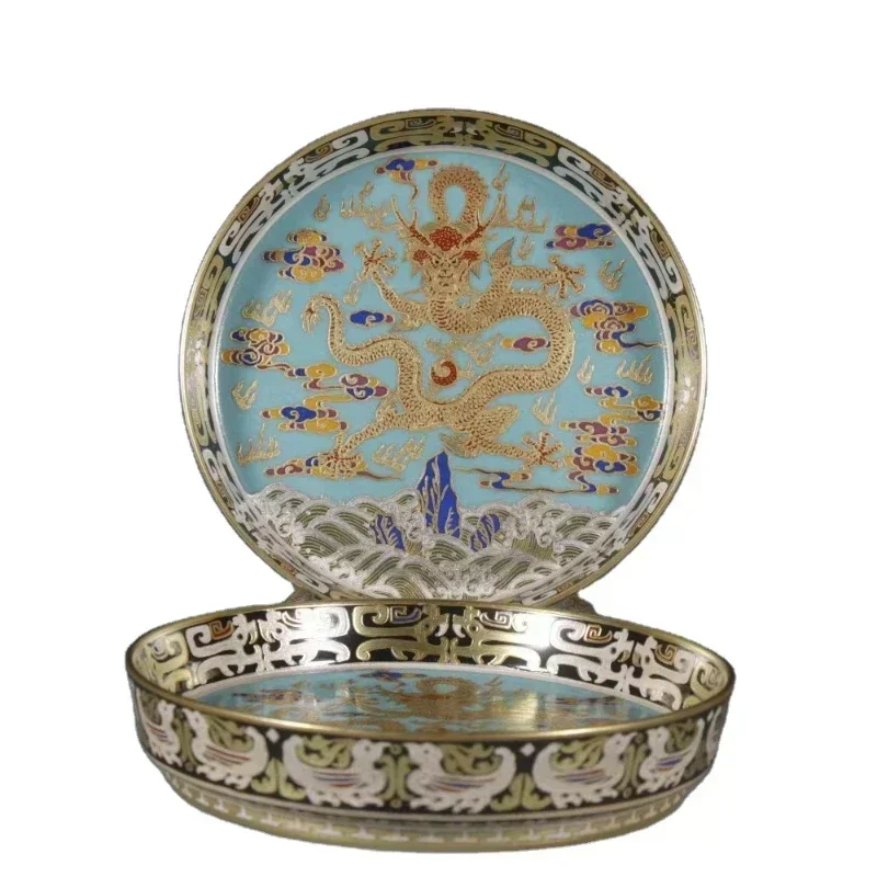 Antique hand-painted ceramics, Qing Qianlong: gold silk enamel, gold and silver pot sinking plate