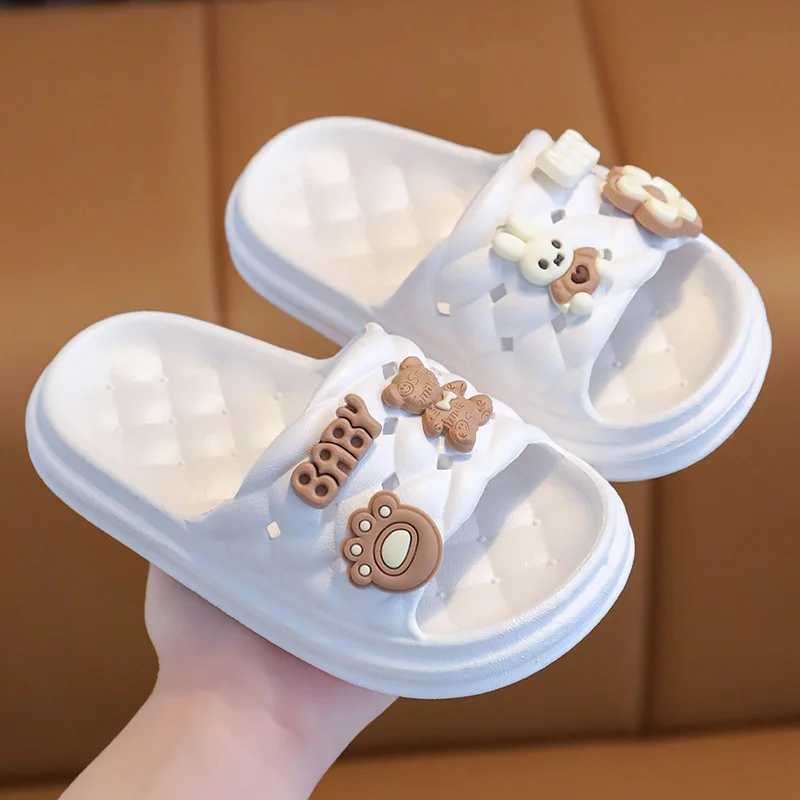 New Summer Children's Girls Slippers Cute Cartoon Bear Rabbit Soft Slippers Breathable Non-Slip Home Beach Boys Slippers Kids