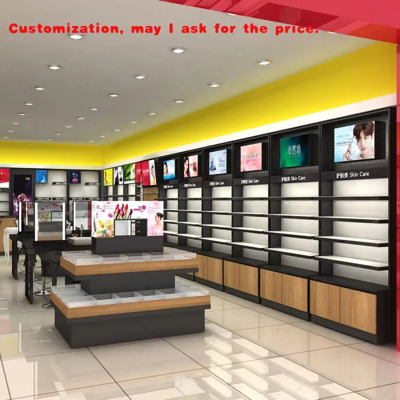 custom.Customized Cosmetic Showcase Display Cases Whole-Store Design of Elegant Cosmetic Display Cabinets