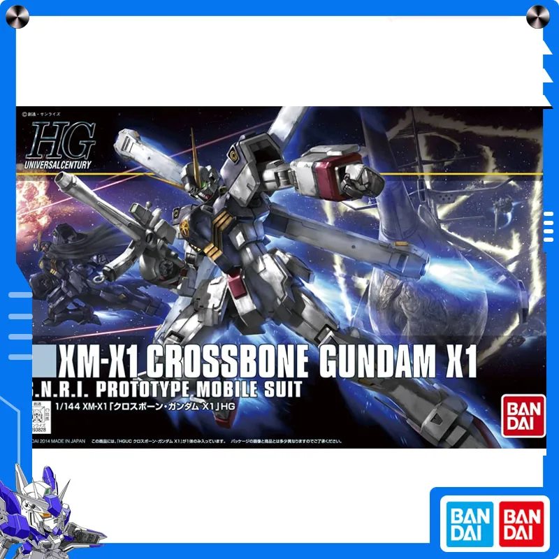 Oryginalne zestawy Bandai Cross Bone Gundam High Grade 1/144 Crossbone Gundam X1 Figurka Akcji Anime Model do Składania Kolekcjonerski Ornament