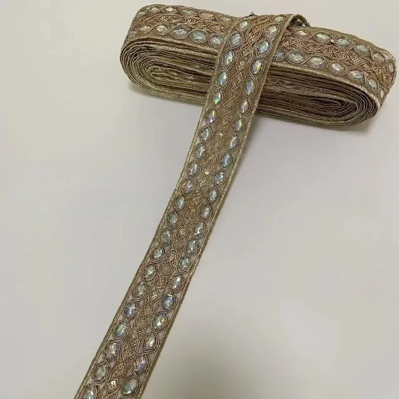 Sequined Embroidery Ribbons, Lace Applique, Sewing Apparel, Trims Accessories, 1 Yards