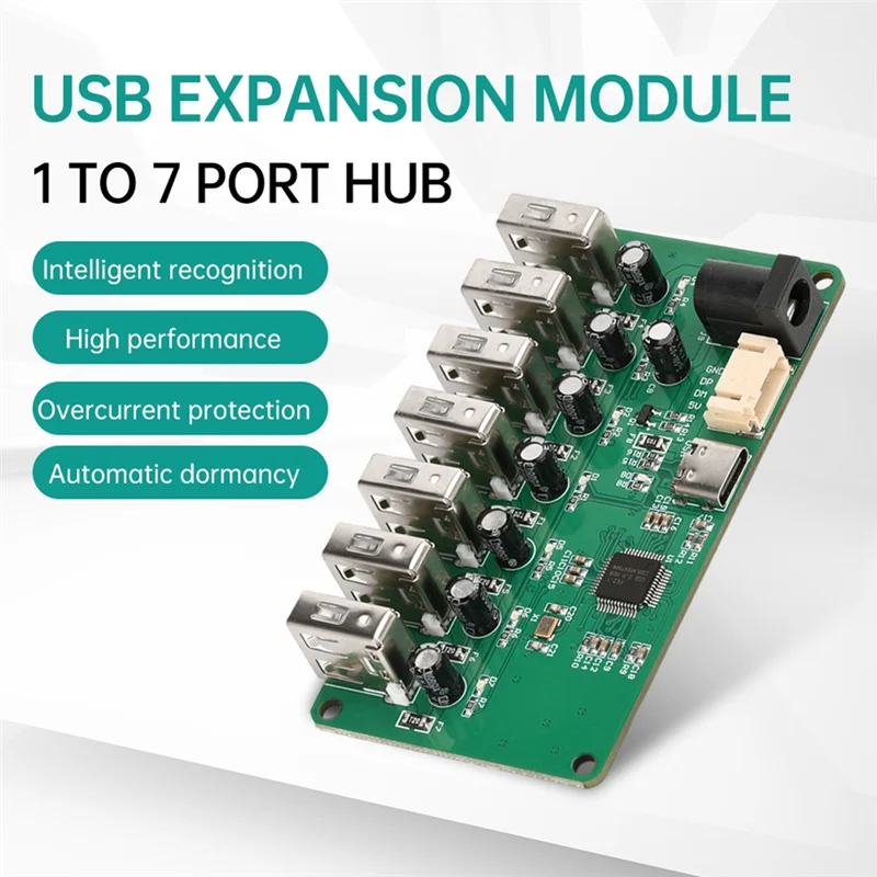 Módulo HUB USB 2.0 DC5V 1 a 7 portas USB Hub Módulo de expansão divisor de sete portas com LED 480Mbps-N36R