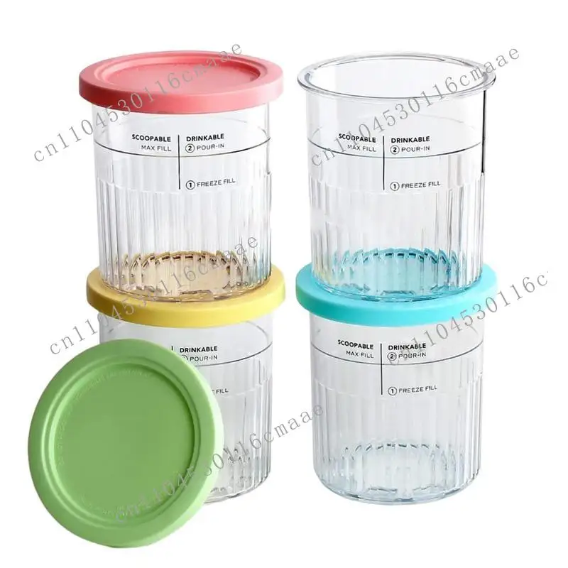 

New 4-piece Ice Cream Cup Reusable Container Bucket with Sealed Lid