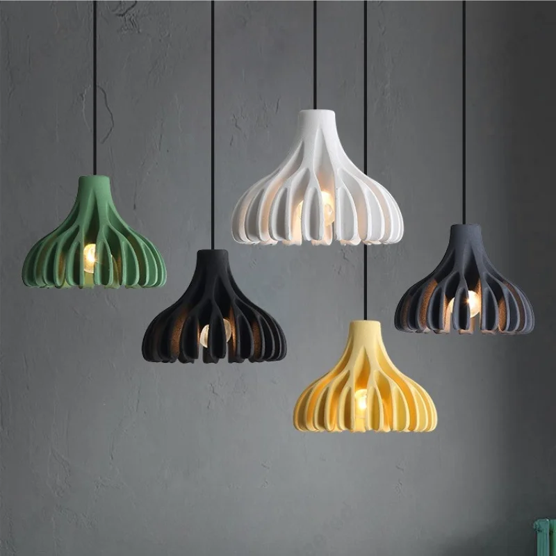 Nordic Creative Macaron LED Pendant Light Resin Chandelier Decorative Lighting for Bedroom Bedside Living Room Study Home Use
