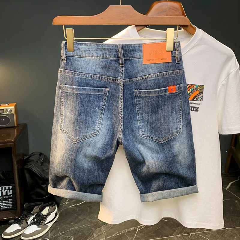 Shorts en denim pour hommes Niche Design ChimAll-Matching2023New viser courts Été Mince Décontracté 7.5 Ate Shorts