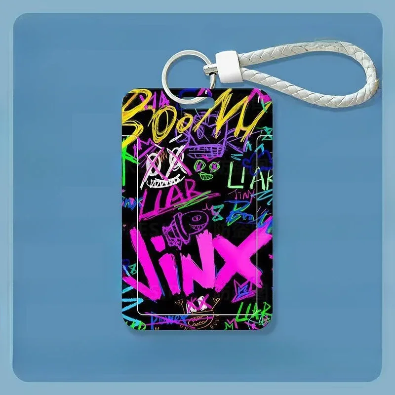 Arcane Jinx Slide Fotokartenhalter PVC Anti-Verlust-Schlüsselanhänger für ID-Schutz-Sets Zugangskarten Campus-Karten Mahlzeitskarte Buskarte