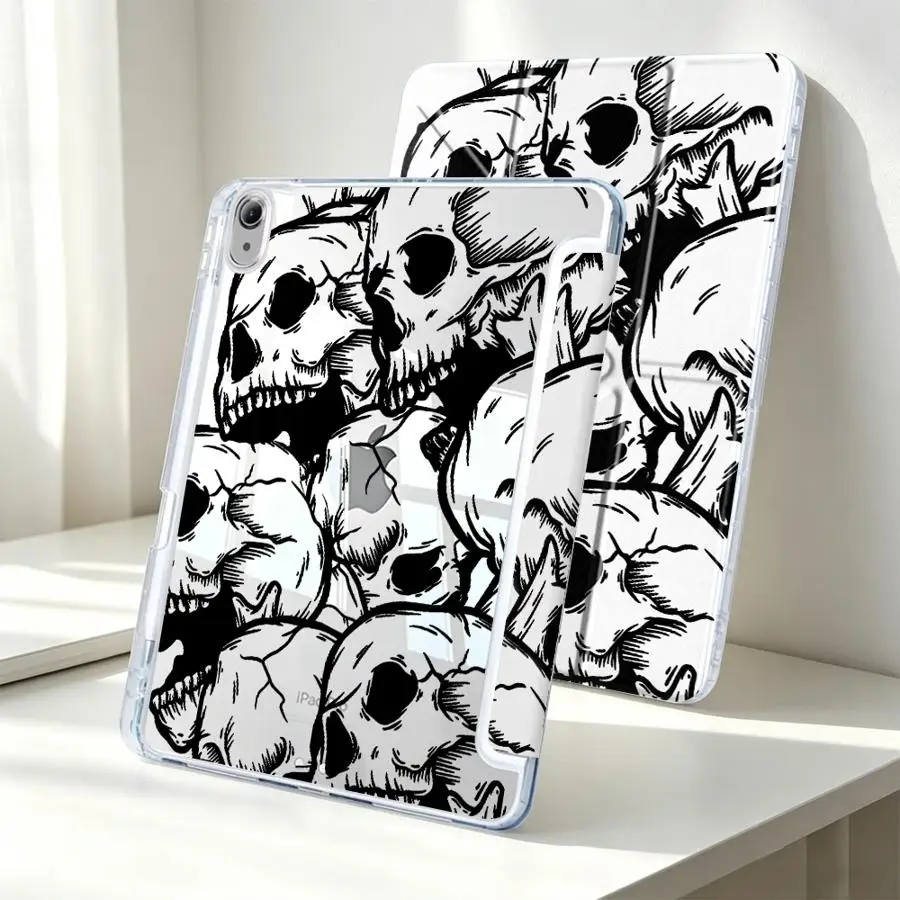 Tablet Case For Samsung Galaxy Tab S10 Lite A8 A9 Plus S8 S9 Plus S7 FE A11 With Pen Slot Cover Creative Skull