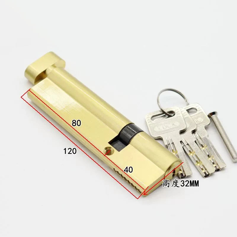 Custom Eccentric Core 70 75 80 85 90 95MM Lock Gold Bed Door Cylinder Pure Brass Door Lock Lengthened Extended