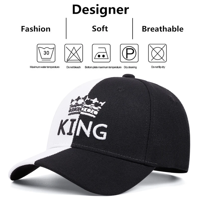 Men's Fashion KING Color Blocking Embroidered Baseball Cap Hip-Hop Snapback Hat Unisex Summer Sunshade Cowboy Trucker Cap