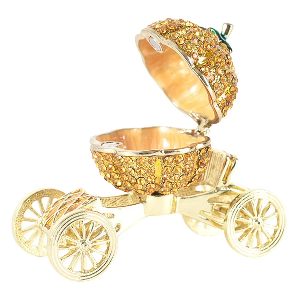 

Luxury Alloy Jewelry Storage Holder Delicate Necklace Box Wedding Gift Organizer Pumpkin Car Style Earring Ring Container