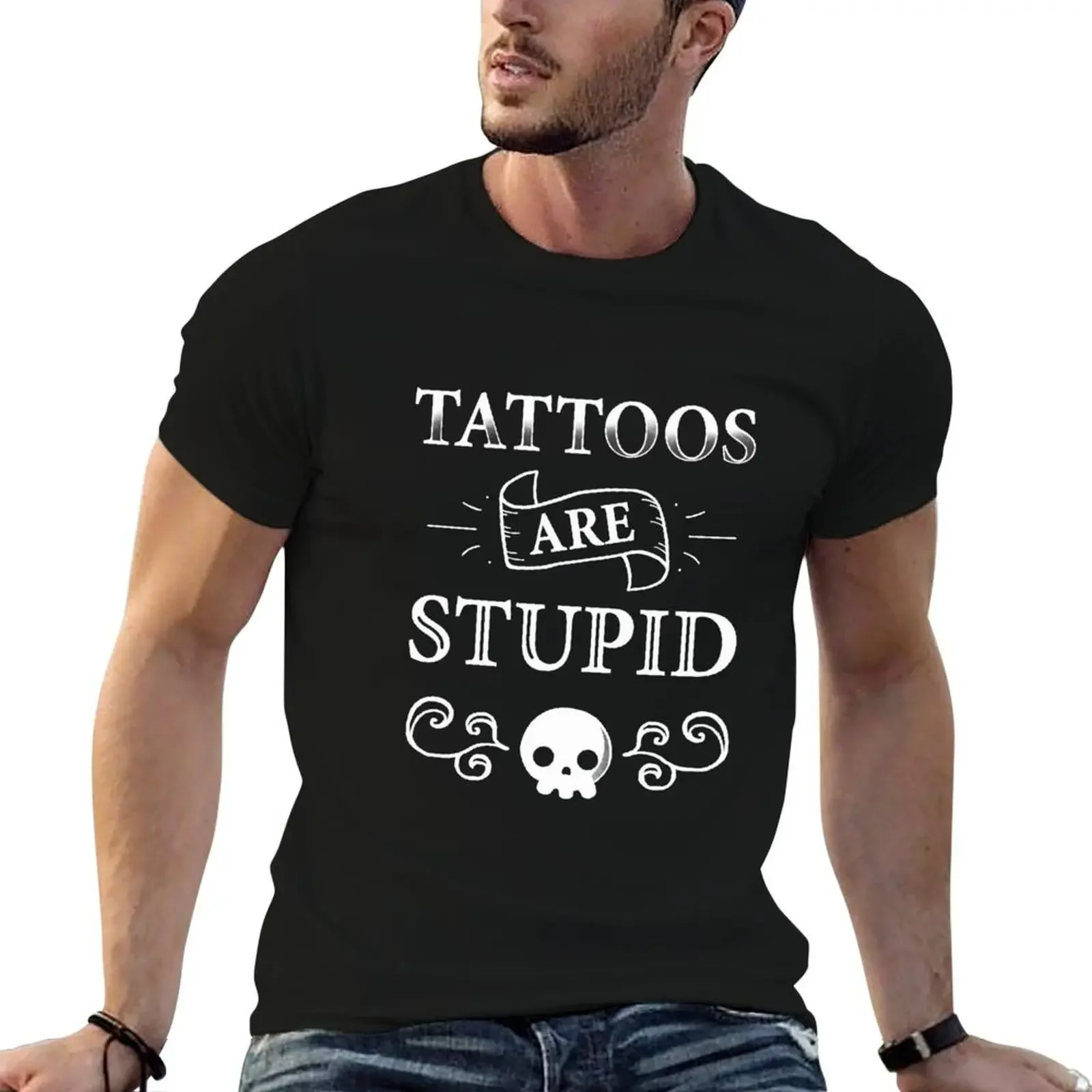 

Tattoos are Stupid T-Shirt oversizeds summer tops man t shirt compression shirt men