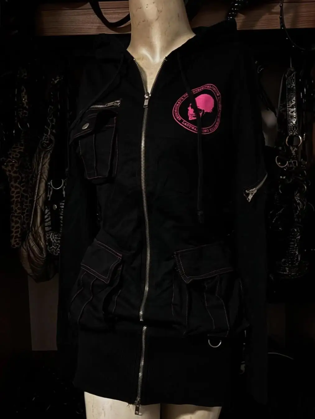 

Jacket Skulls Punk Coats Women Clothes Streetwear HipHop Winter Slim Zipper Gothic Long Sleeves Femme 2025 Outerwear Y2k Jackets