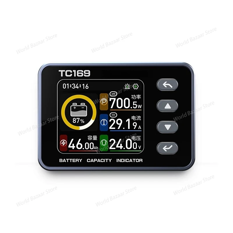 

TC169 Color Screen Coulomb Meter Power Display Mobile Power Supply Stacker Lithium Iron Phosphate Battery Capacity Test Table