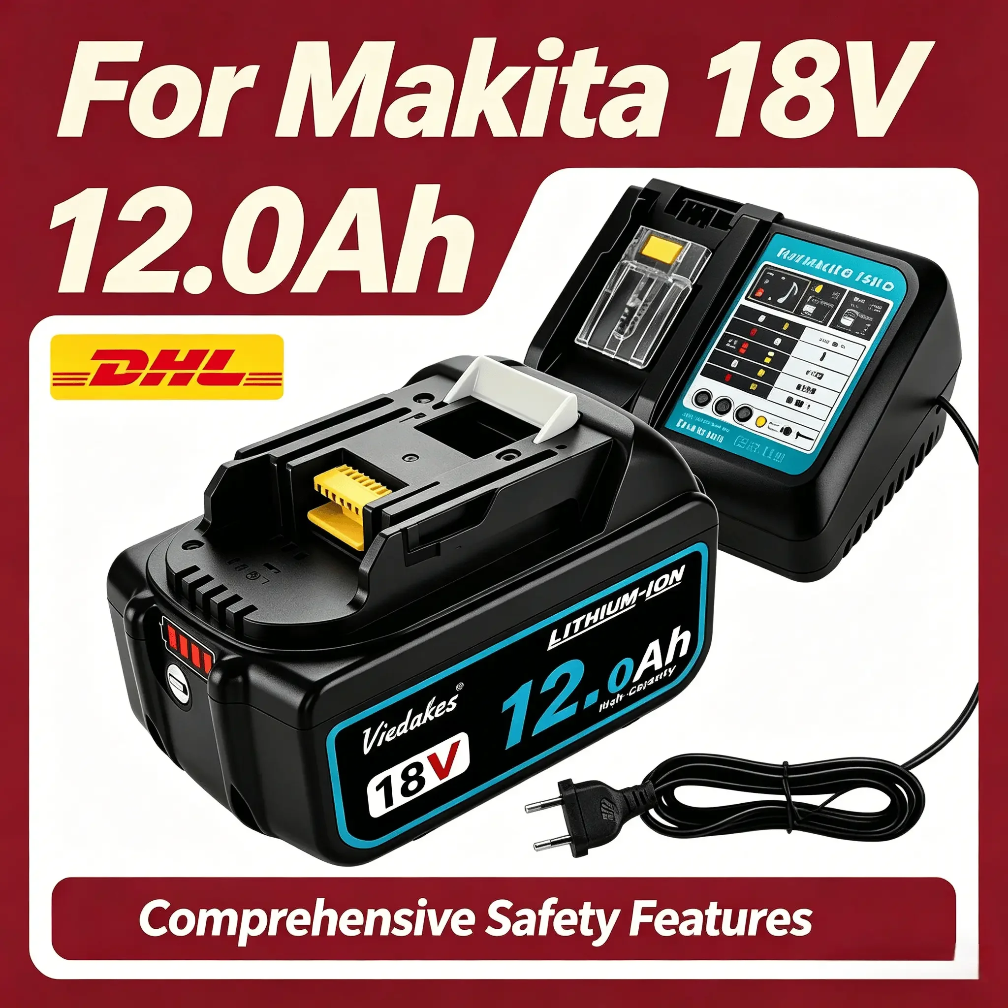 ✈️For Makita 18V 8.0Ah Power Tool Battery Applicable to BL1860 BL1850B Compatible with DHP487 Multifunctional Drill Pack