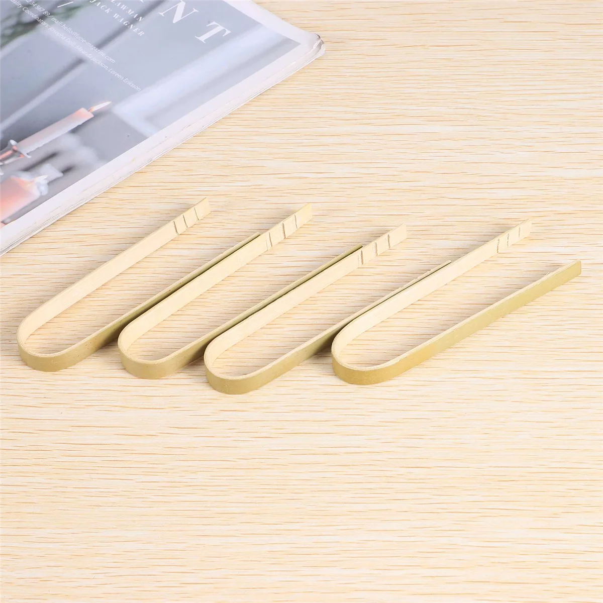 50Pcs Tongs Disposable Cooking Utensils Mini Bamboo Tongs Natural Toast Tongs for Cooking