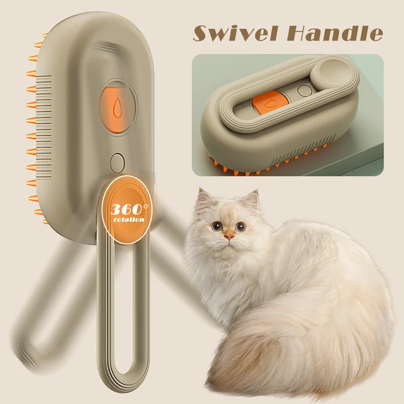 3 In1 Steam Cat Brush, Steam Brush Rechargeable Silicone Steam Pet Brush Multifunctional Pet Hair Comb for Removing Tangled Hair