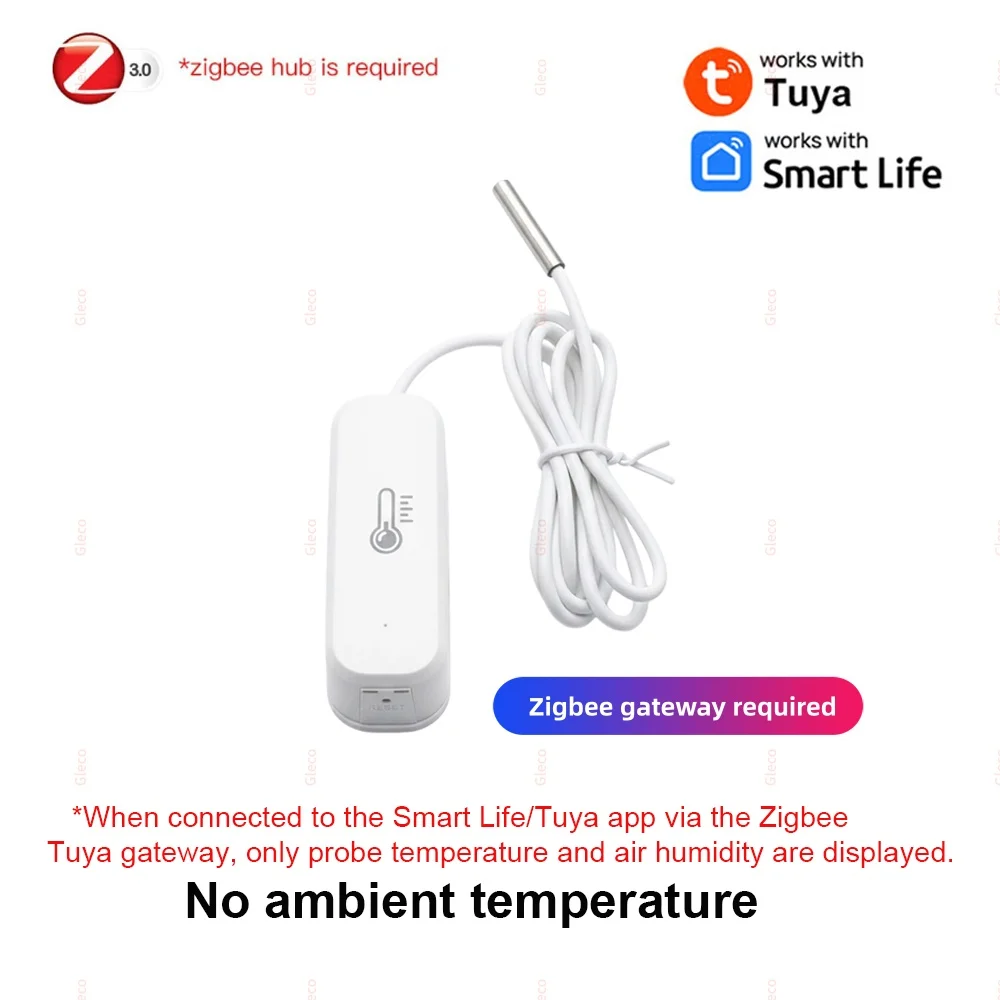Zigbee/WLAN Temperatur- und Feuchtigkeitssensor Sonde Thermometer Smart Home Automation Aquarium Kühlschrank Wein Für Zigbee2mqtt TUYA Hub