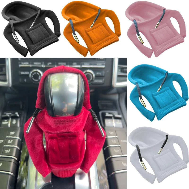 Universal Car Gear Shift Knob Cover Hoodie Pink Manual Car Gear Handle Hoodie Cover Gear Shift Protection Hoddy Car Decoration