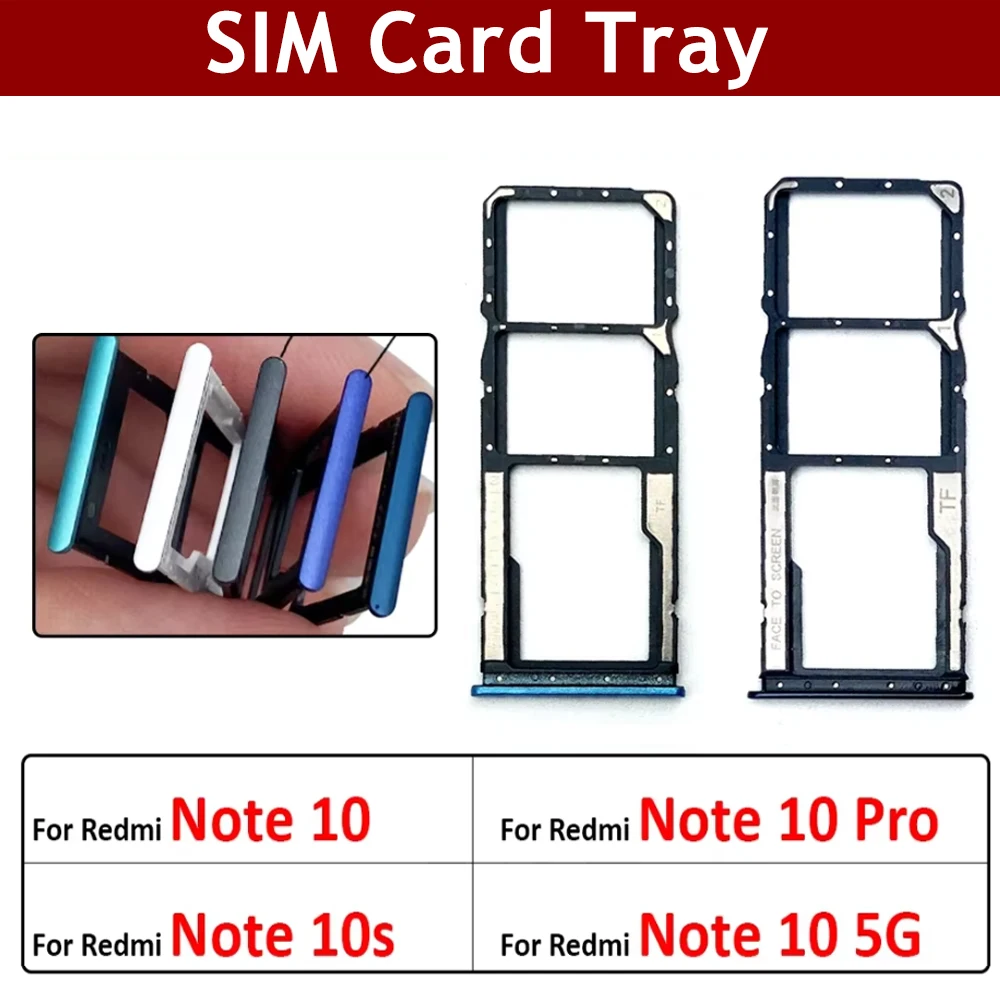 New SIM Card Tray Slot Holder For Xiaomi Redmi Note 10 10s Pro 4G 5G Replacement Parts