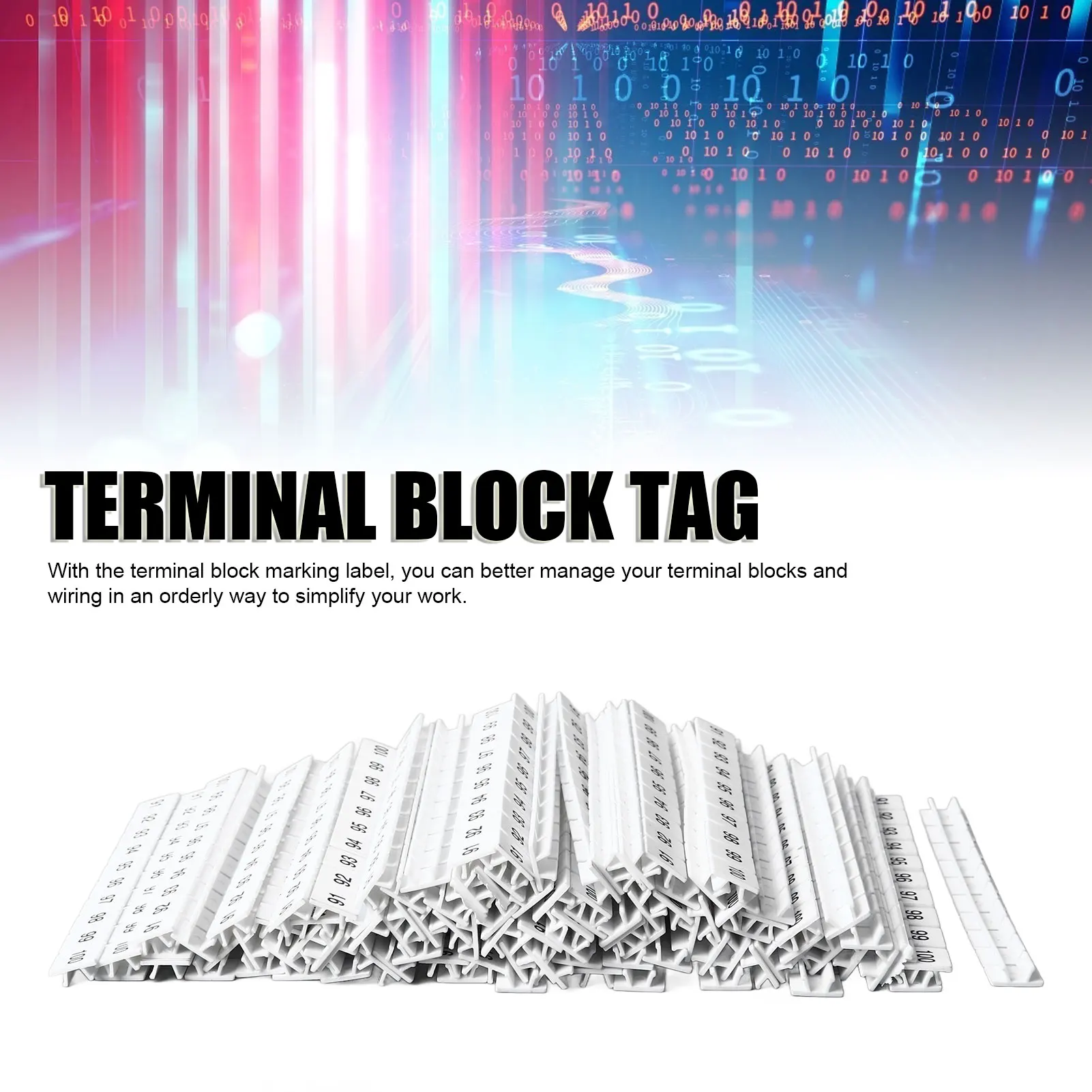 

Terminal Block Marking Label 91‑100 Nylon Easy Cutting Marker Bar Strip for UK10N Terminal Block Terminal
